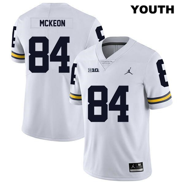 Youth NCAA Michigan Wolverines Sean McKeon #84 White Jordan Brand Authentic Stitched Legend Football College Jersey PC25L84DY